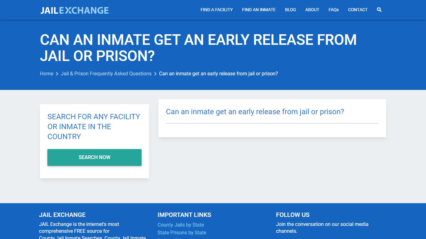 Can an inmate get an early release from jail or prison? - Jail Exchange